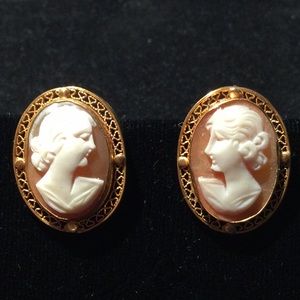 GOLD-FILLED CAMEO EARRINGS